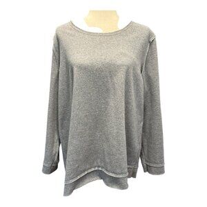 Weekends by Chico Womens Orion Tunic Sweatshirt~Sz 3 (XL/16)~Grey/White Raw Hem